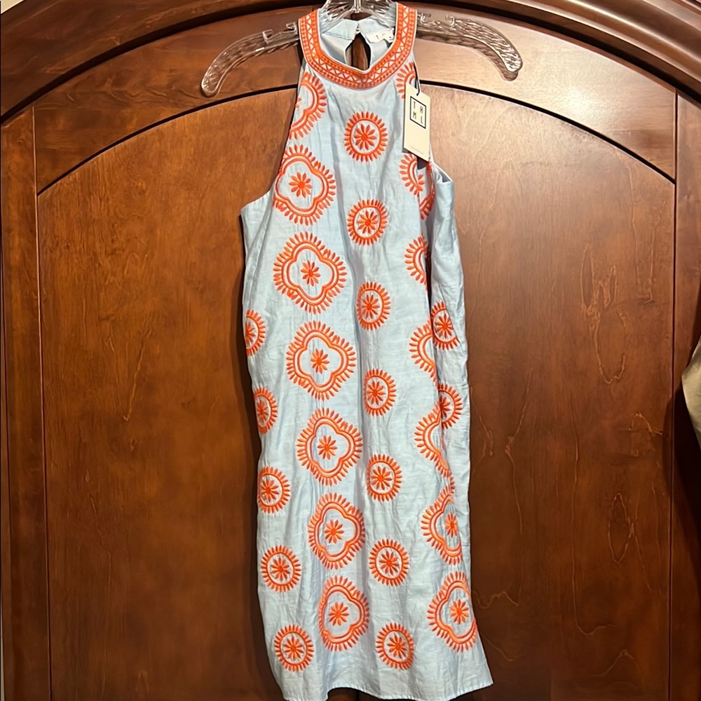 THML Orange and Blue Sleeveless Dress